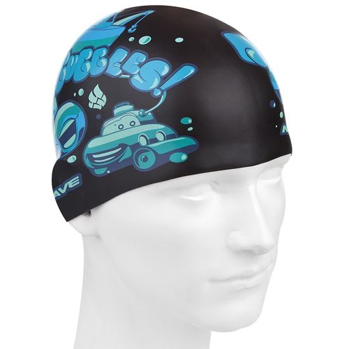 图片 JUNIOR LEISURE SWIM CAP - SUBMARINE SILICONE PRINTED (BLACK)