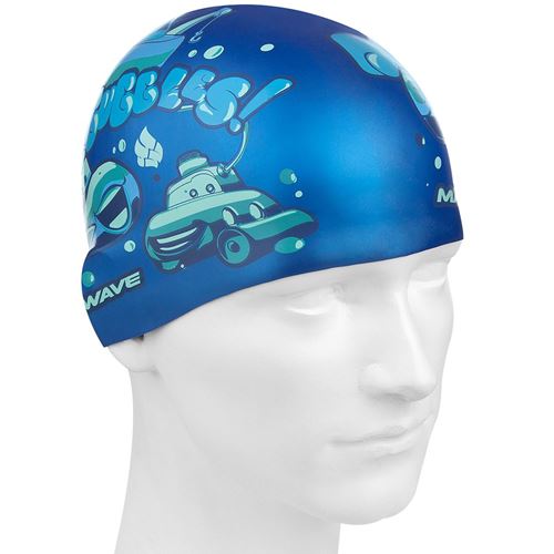 图片 JUNIOR LEISURE SWIM CAP - SUBMARINE SILICONE PRINTED (BLUE)